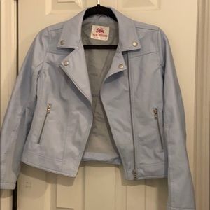 Light blue justice fake leather jacket